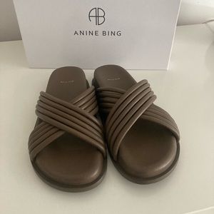 Anine Bing Ipanema Slides Size 36 Brown